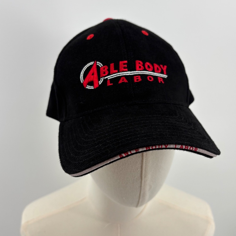 Toppers Able Body Labor Baseball Cap Mens Black Red Embroidered‎ Adjustable Hat